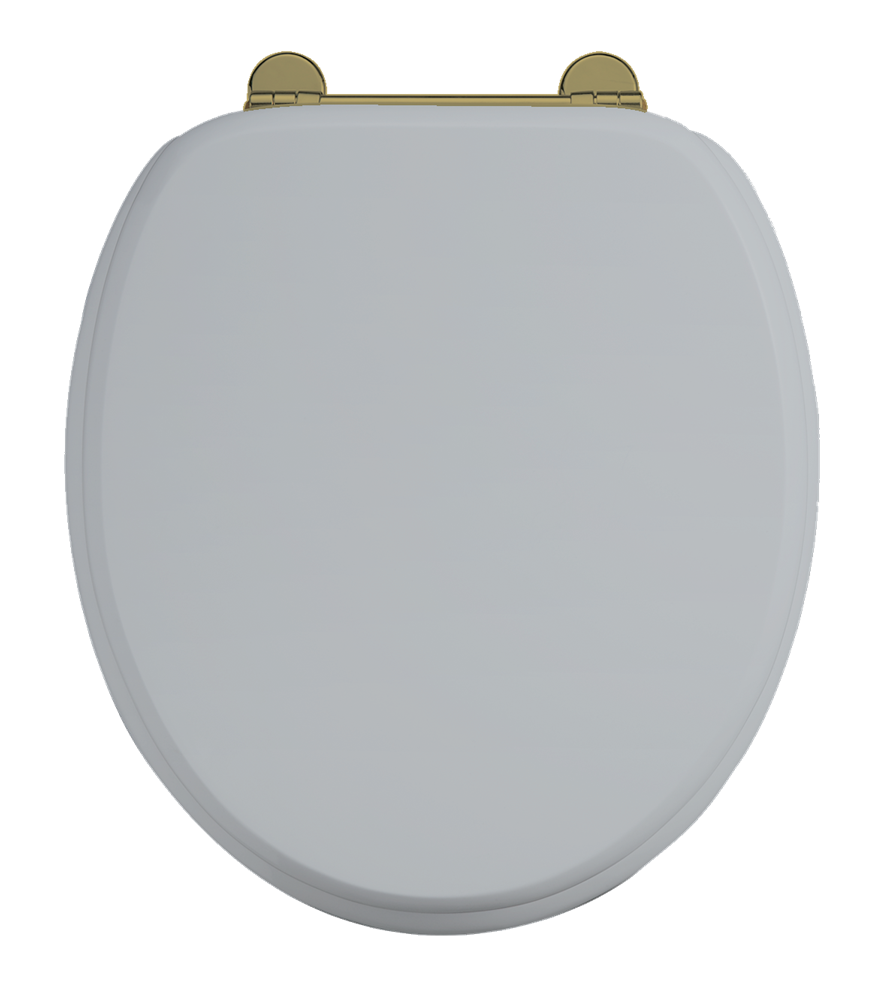 Burlington Bespoke WC Seat with Gold Hinges Moon Grey Get My Taps