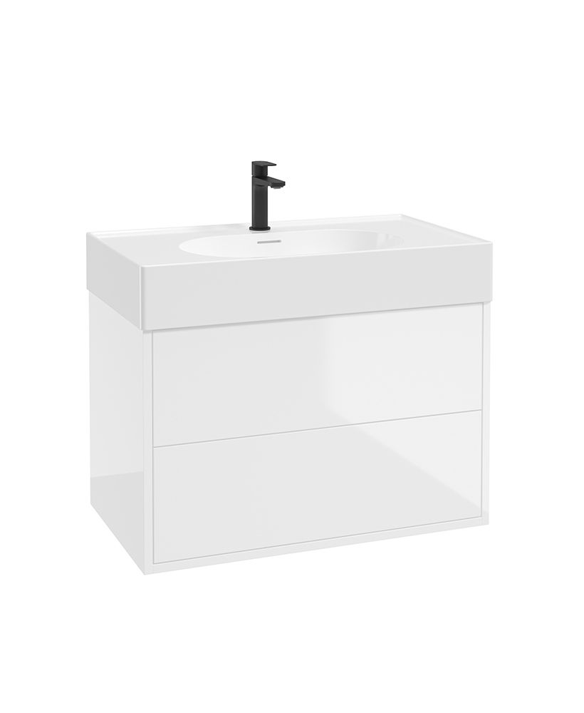 Sonas Living Pulse 800mm LED 2 Drawer Wall Hung Vanity Unit & Basin – Gloss White
