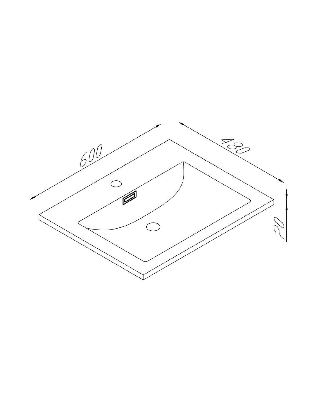Scudo Linea Square 600mm Wall Hung Unit & Polymarble Basin – Matt Black