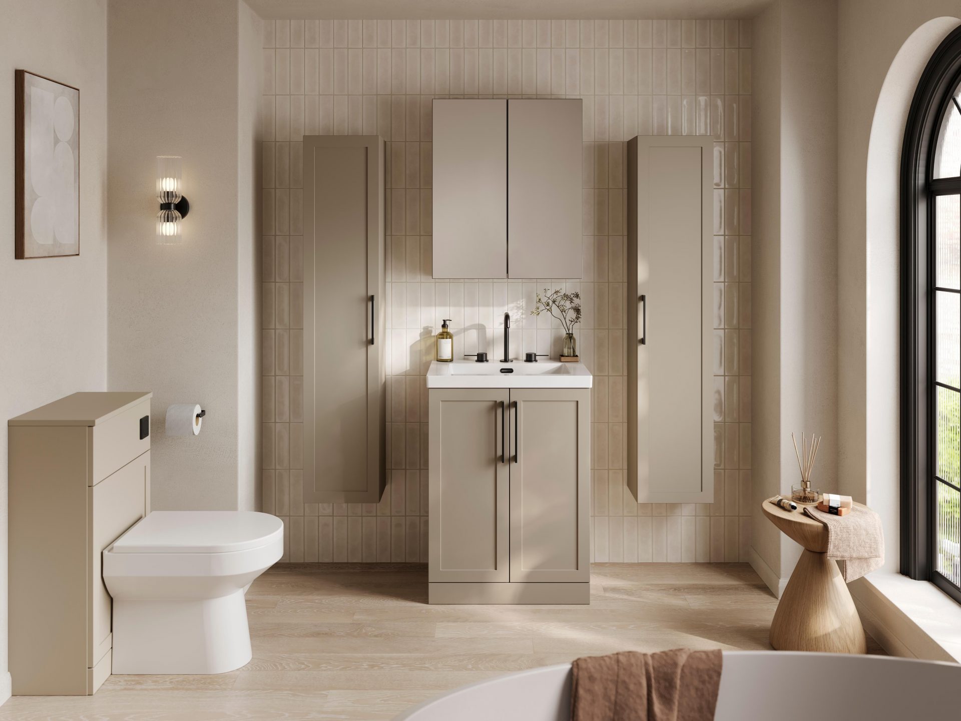 Nuie Lux Larck 800mm 2 Door Floorstanding Vanity Unit – Pebble Grey