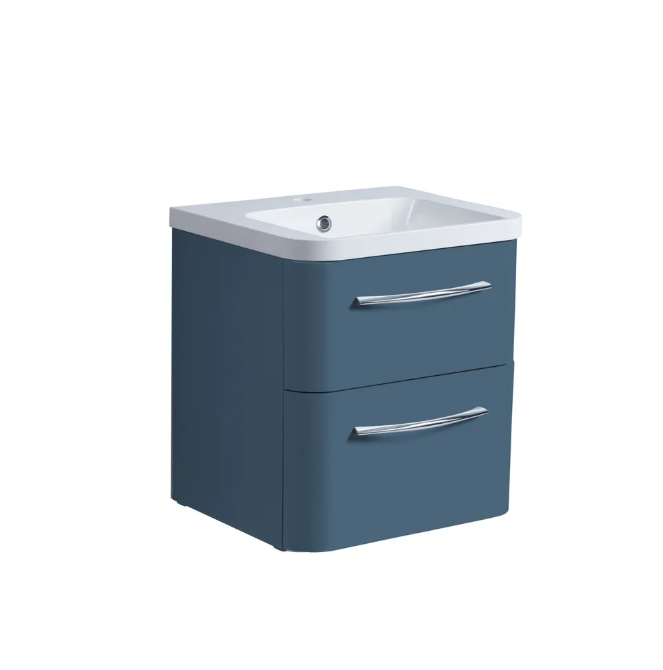 Roper Rhodes System 500mm 2 Drawer Wall Hung Unit & Basin – Matt Derwent Blue
