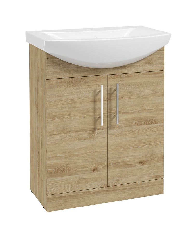 Sonas Select Strata Classic 650mm 2 Door Floorstanding Vanity Unit & Basin – Oak