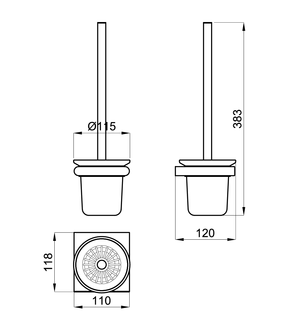 Porcelanosa Noken Concept Toilet Brush Holder – Black