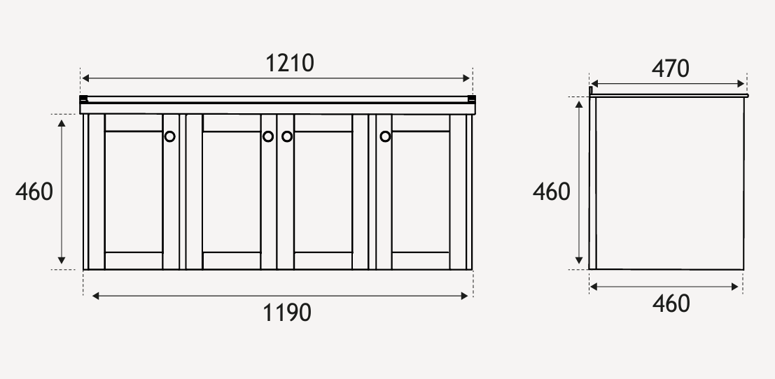 Eastbrook Hardwick 1200mm 4 Door Wall Hung Unit & Single Bowl Basin – Matt White