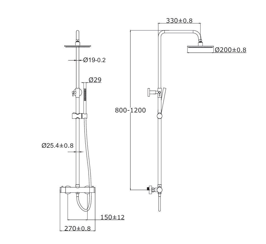 Tissino Vario Round Thermostatic Shower Column – Chrome