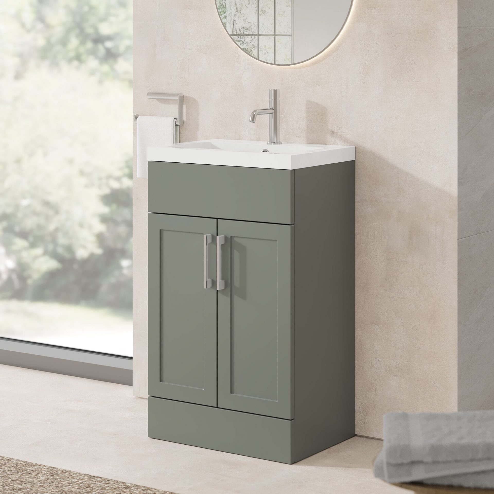 Nuie Lux Fable 500mm 2 Door Standard Floorstanding Unit – Fern Green