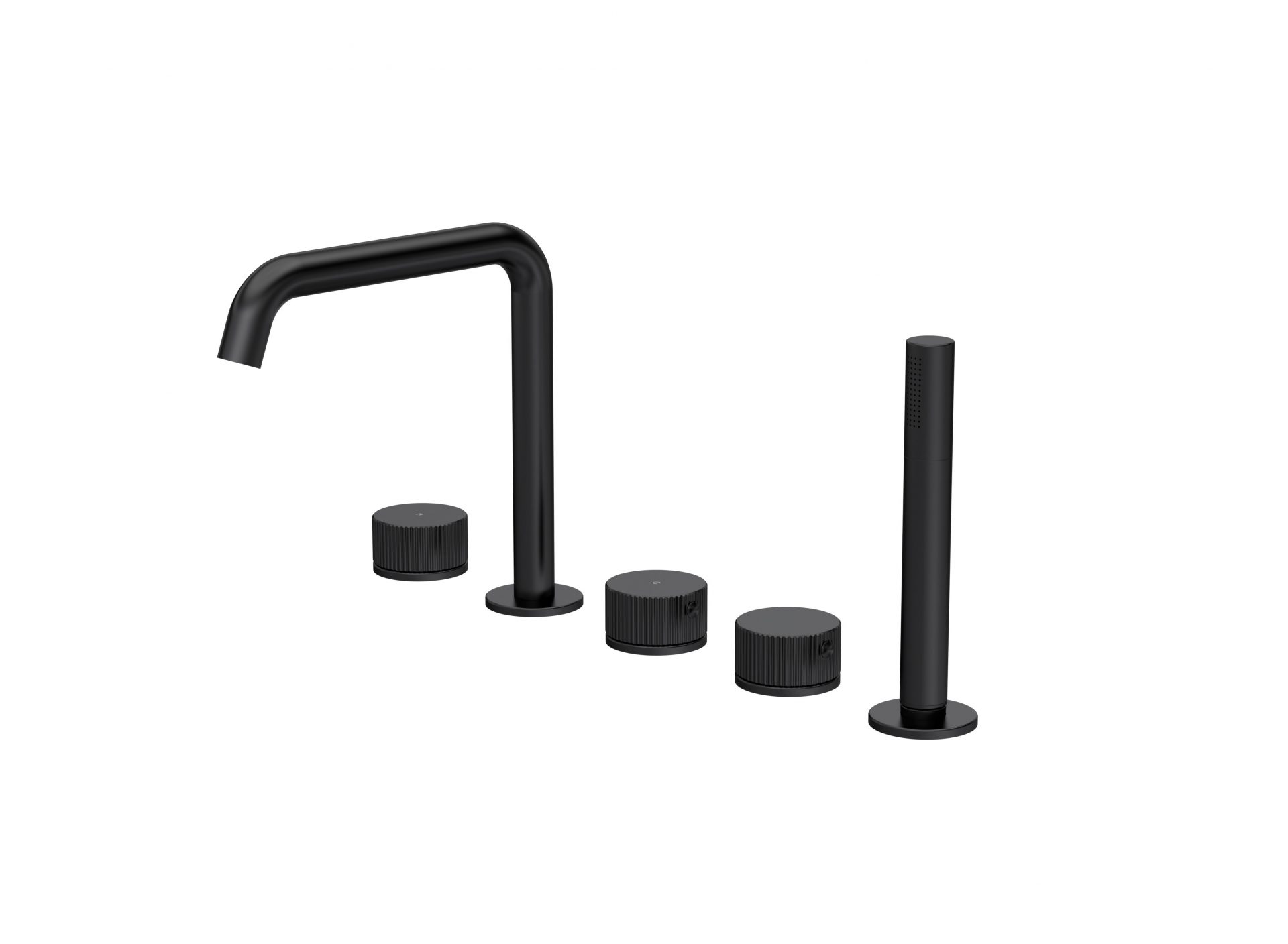 Nuie Lux Esker 5TH Deck Mounted Bath Shower Mixer (P Spout) – Matt Black