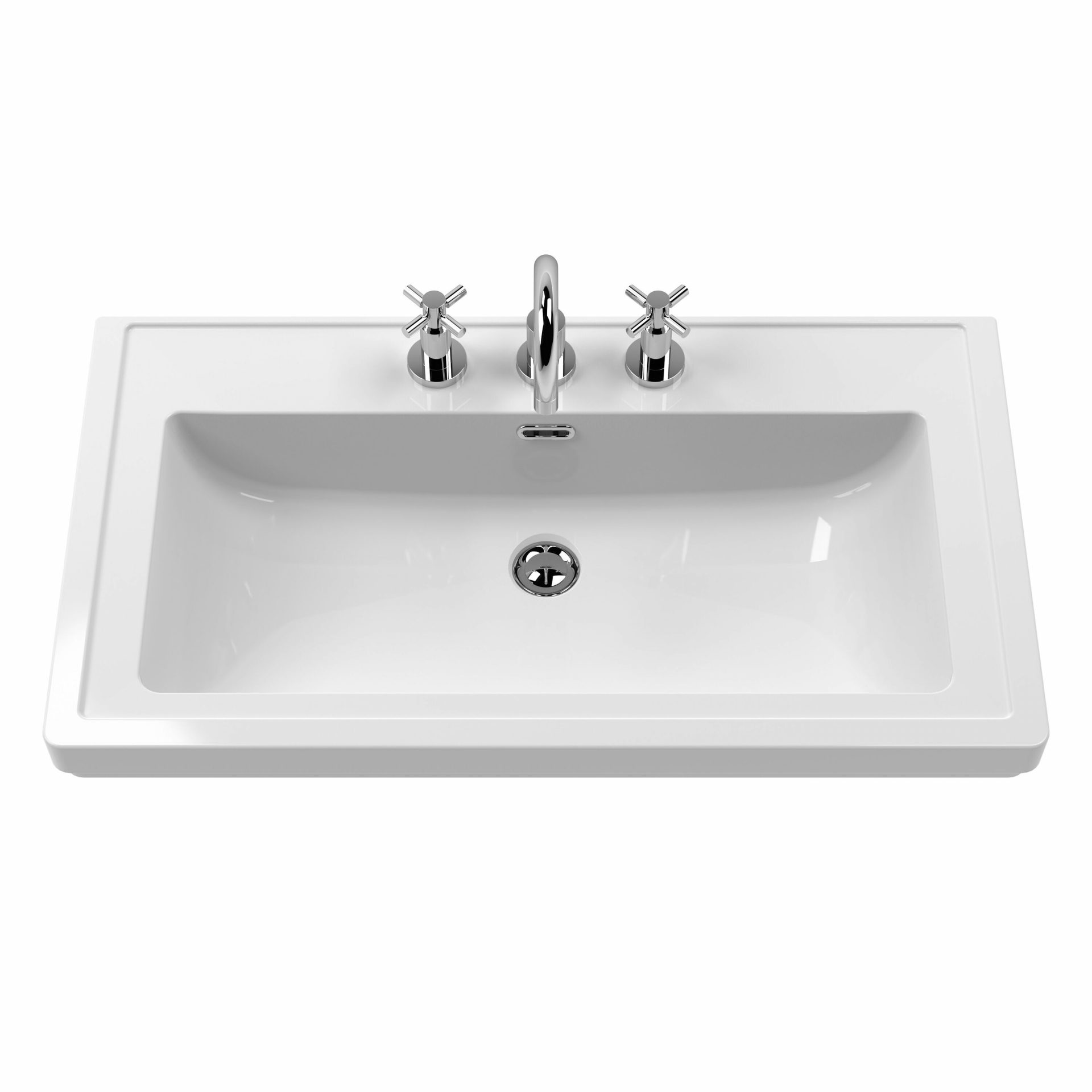 Old London Bexley 800mm 1 Drawer Floor Standing Vanity Unit & Basin – Pure White