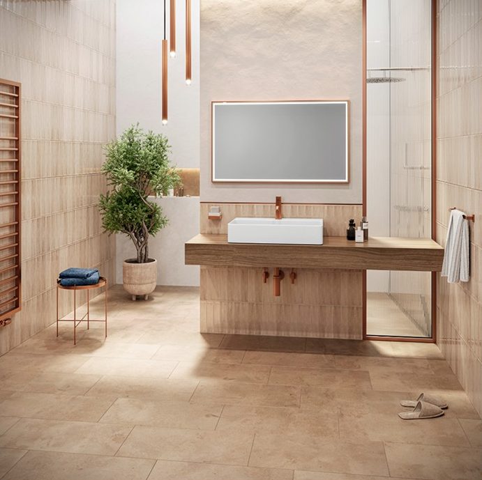 Abacus SPC Click Floor Tiles 305x610x6mm Light Sandstone