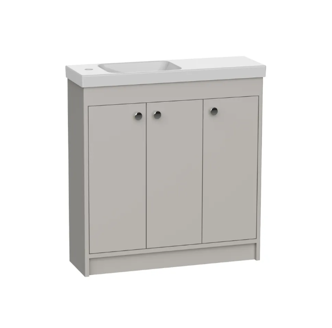 R2 Klein 800mm 3 Door Freestanding Vanity Unit & Basin – Matt Fossil