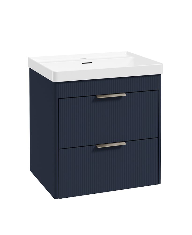 Sonas Reed 600mm 2 Drawer Wall Hung Unit & Basin – Matt Cobalt Night