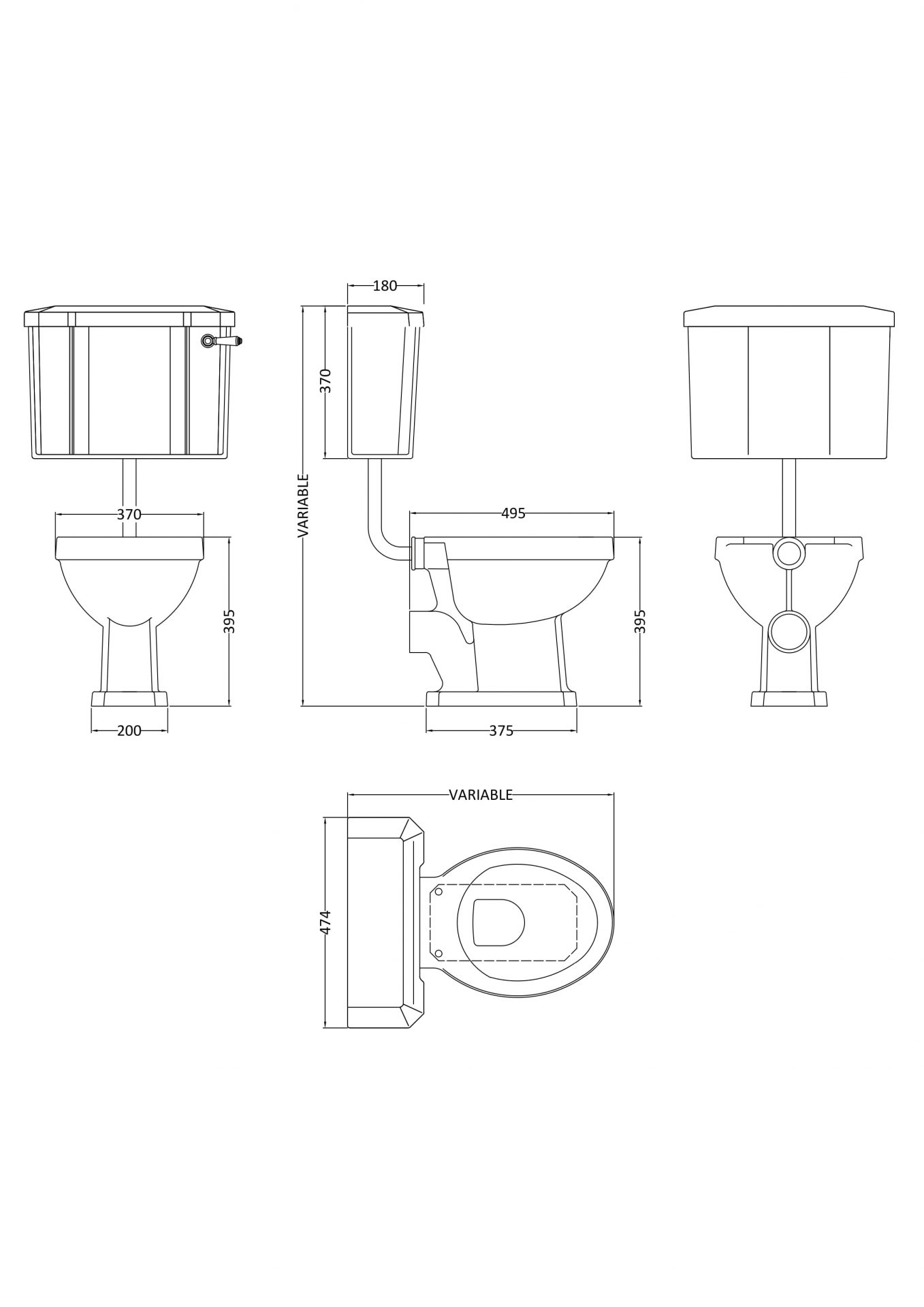 Old London Richmond Standard Height Low Level Pan, Cistern & Pipe Kit
