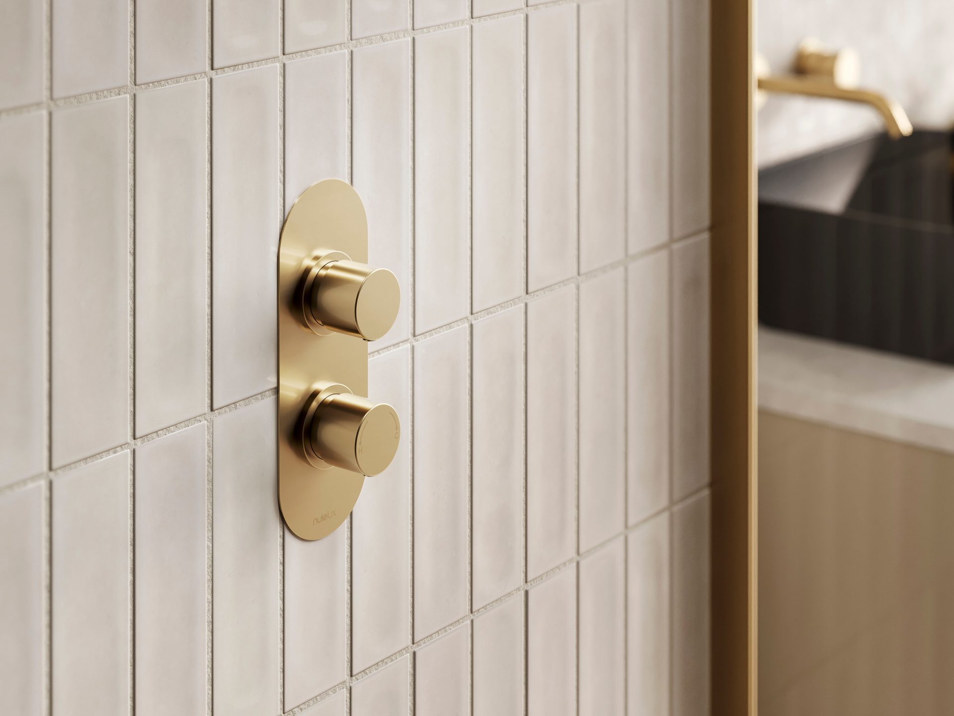 Nuie Lux Steeple Single Outlet Thermostatic Shower Valve – Brushed Brass