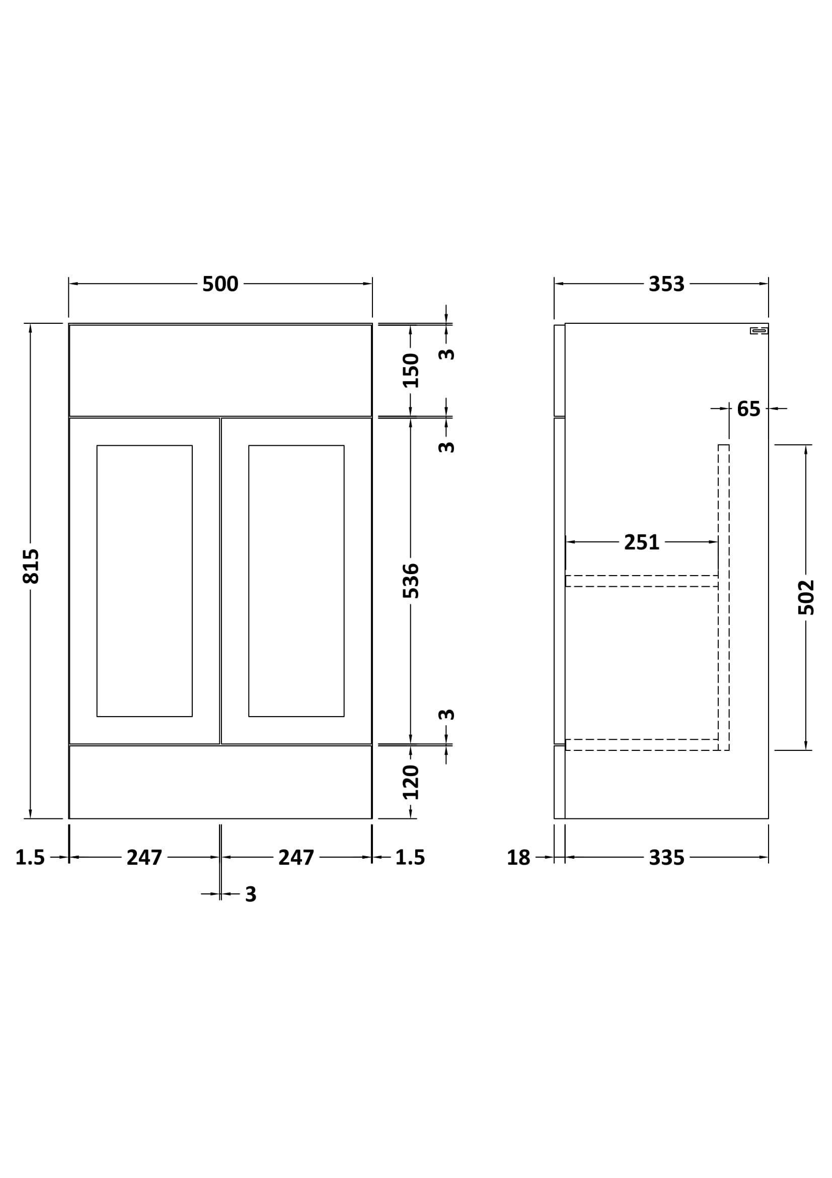 Nuie Lux Fable 500mm 2 Door Standard Floorstanding Unit – Matt White