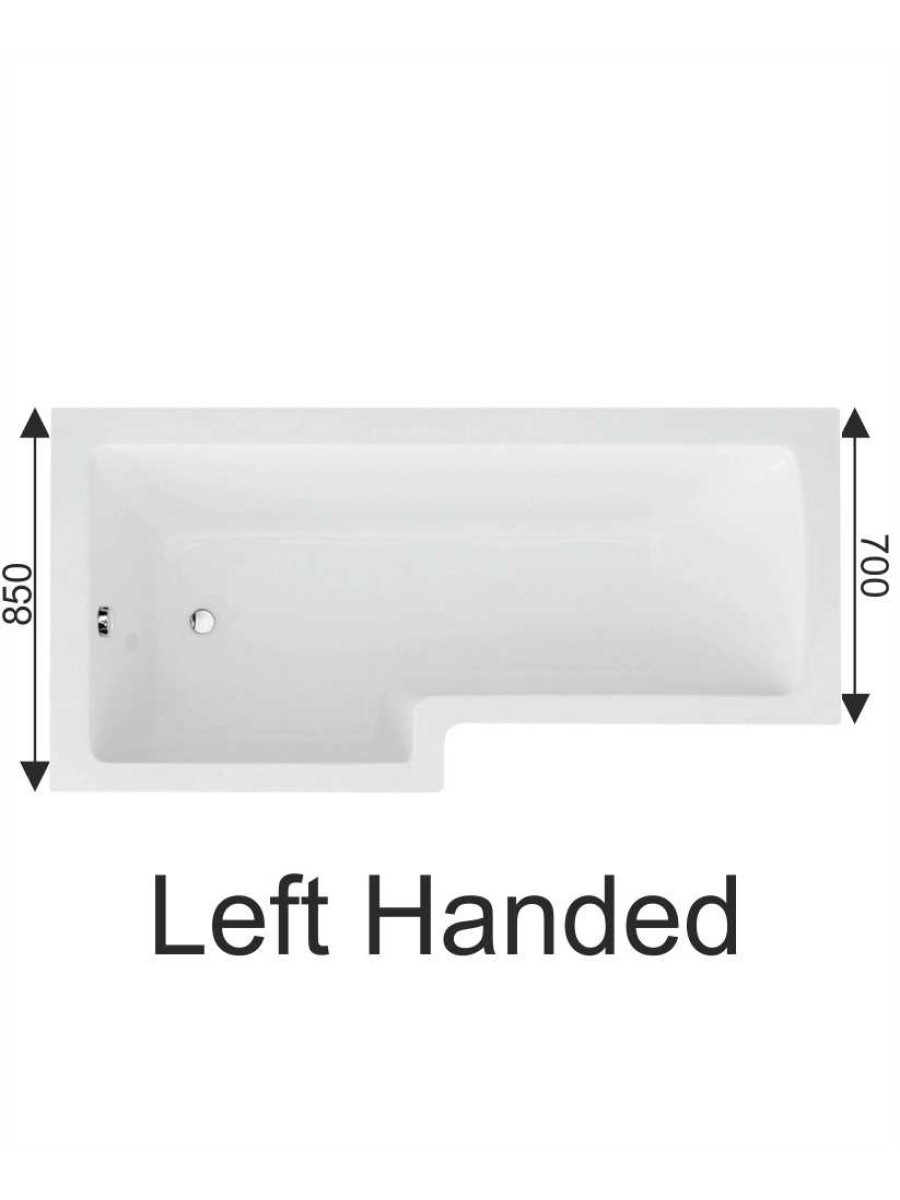 Sonas L Shape 1700x850mm Shower Bath with Bath Panel & Bath Screen