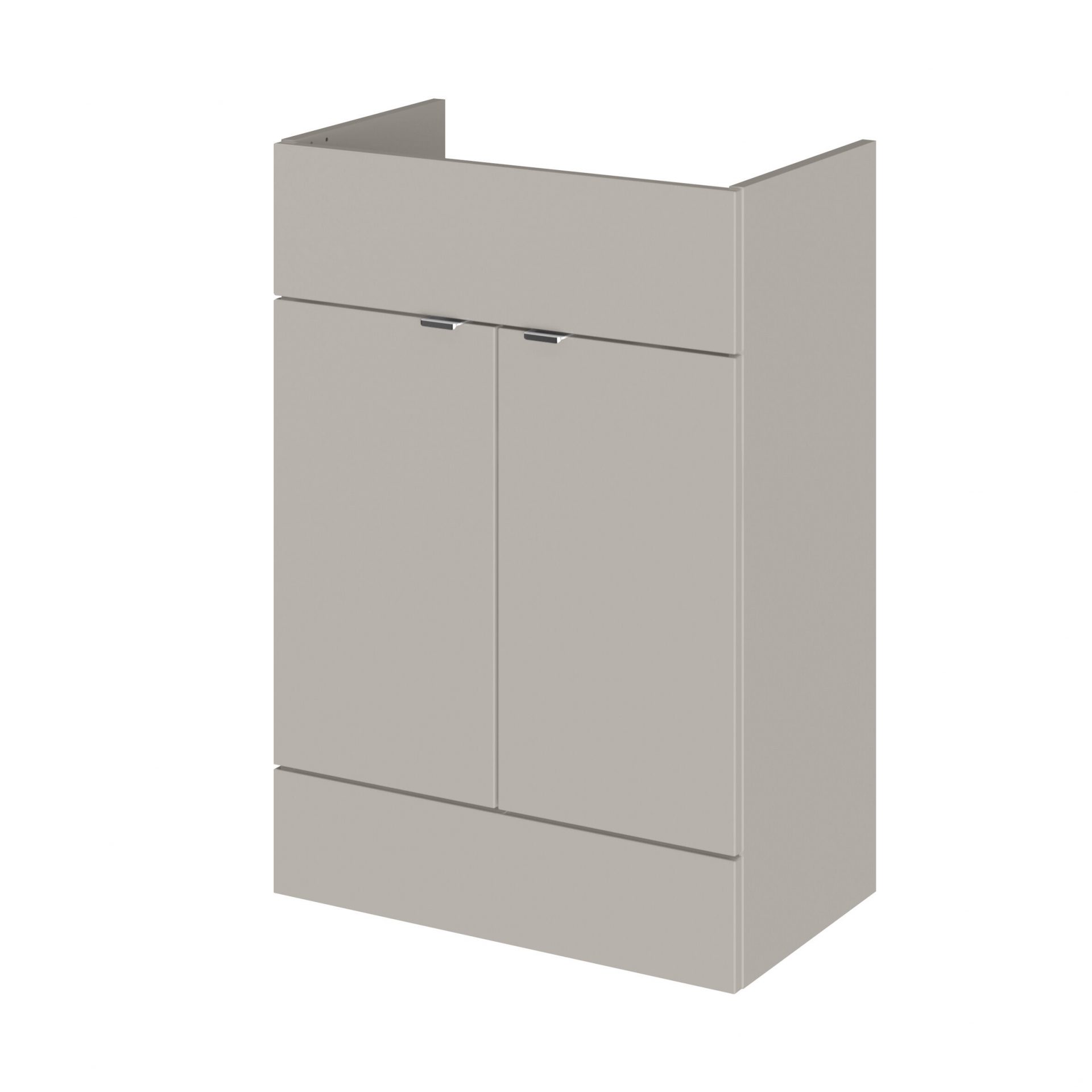 Hudson Reed Fusion Full Depth 600mm 2 Door Floor Standing Vanity Unit – Pebble Grey