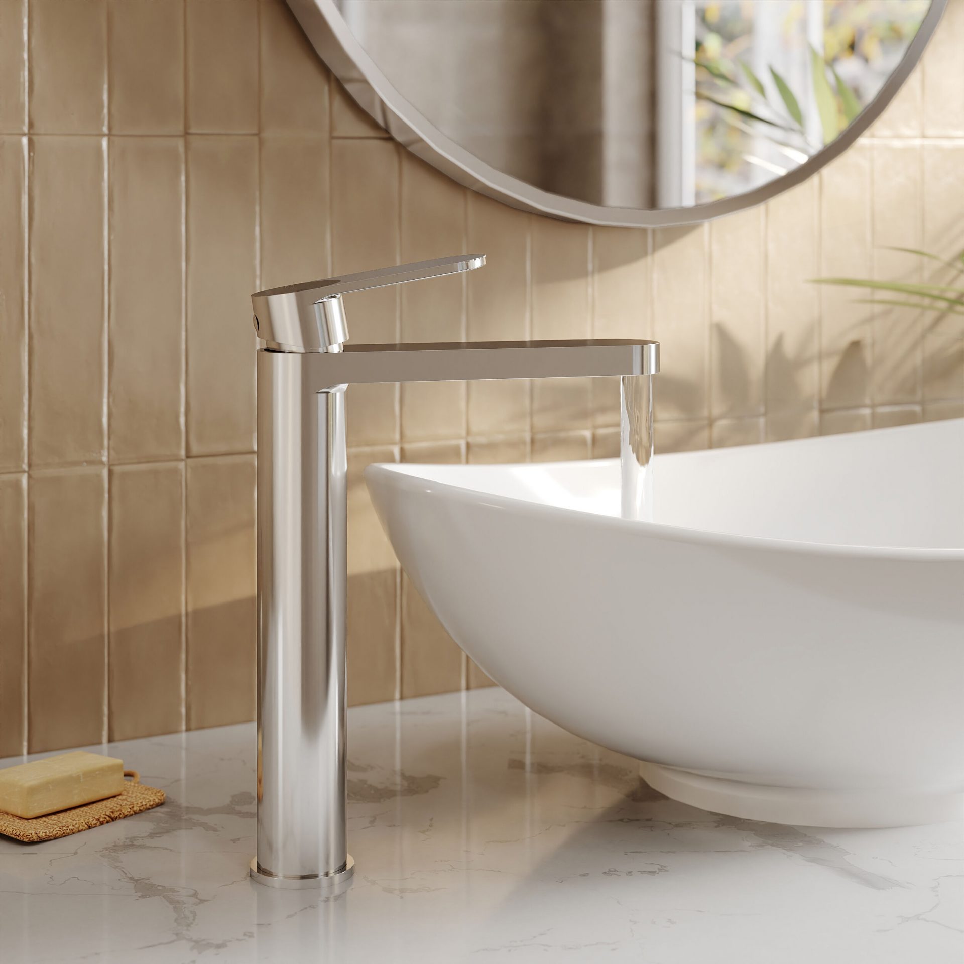 Nuie Cyprus Fluted Tall Mono Basin Mixer – Chrome