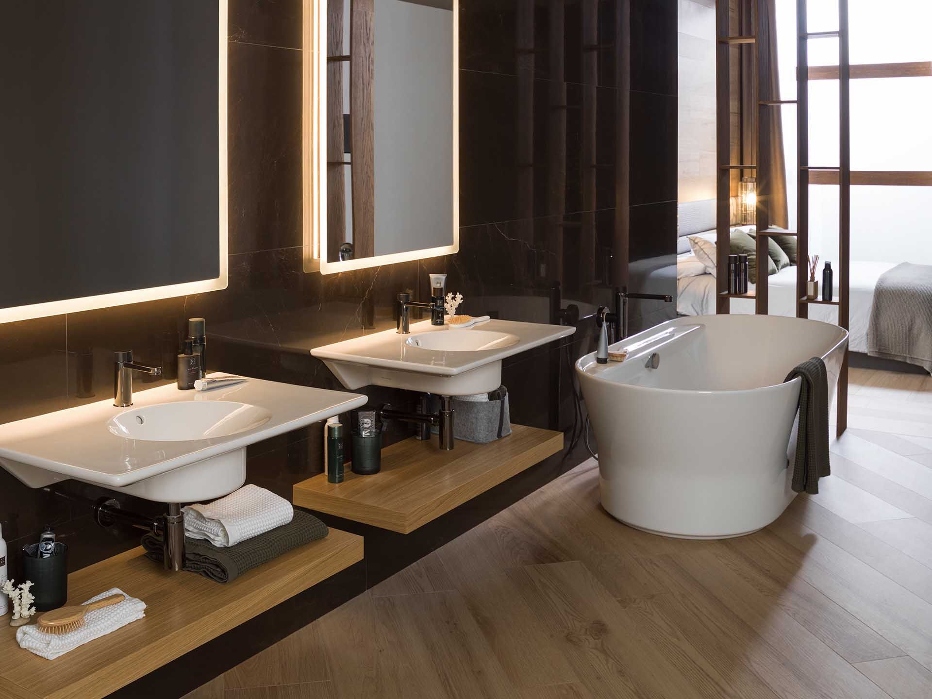 Porcelanosa Noken Tono Basin Mixer Rib Handle – Titanium