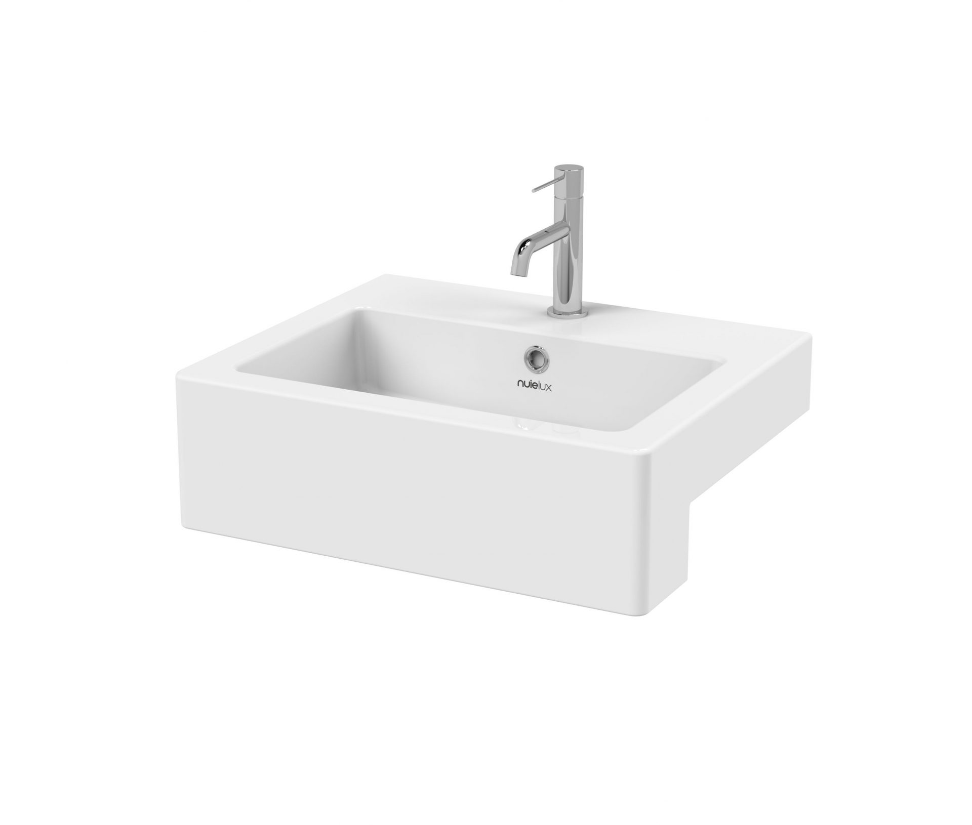 Nuie Lux 1TH 530mm Ceramic Square Semi-Recessed Basin
