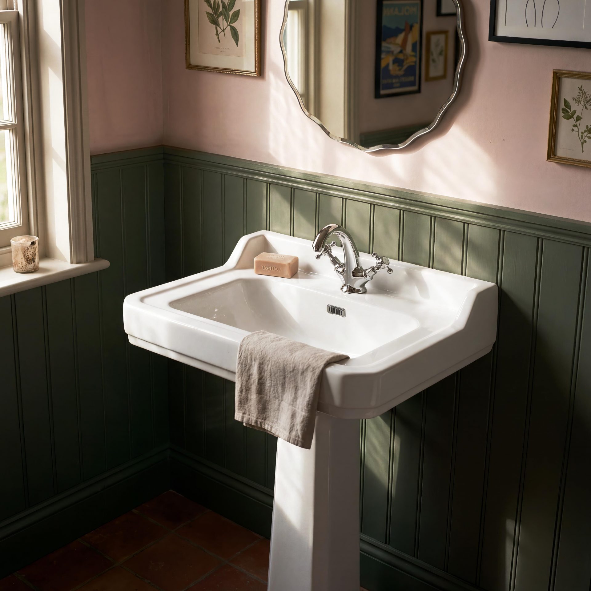 Old London Richmond Standard Height 1TH 600mm Ceramic Basin & Pedestal