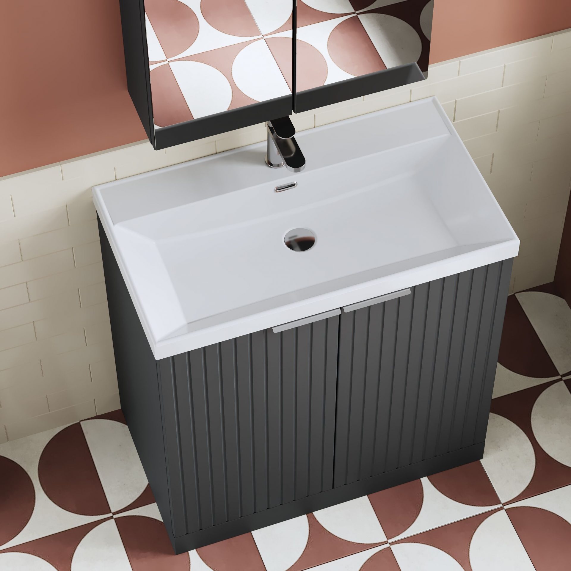 Nuie Lux Flume 800mm 2 Door Floorstanding Vanity Unit – Soft Black