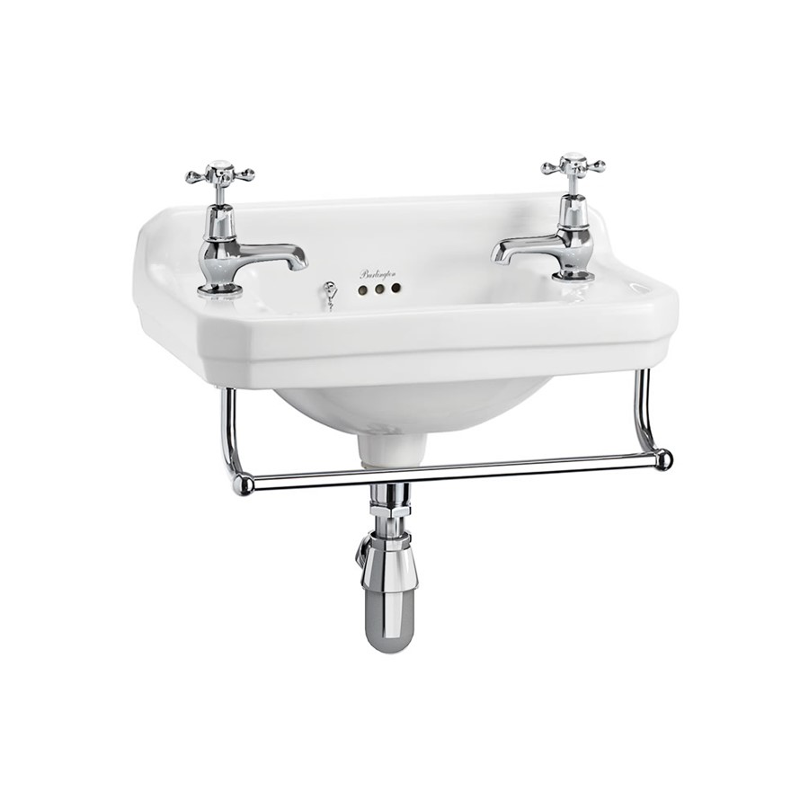 Burlington Edwardian 51cm Cloakroom Basin 2TH with Towel Rail