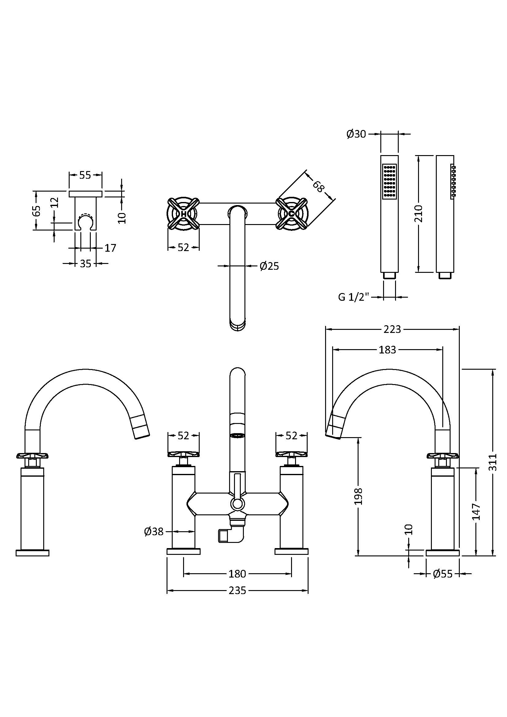 Nuie Aztec Bath Shower Mixer – Chrome
