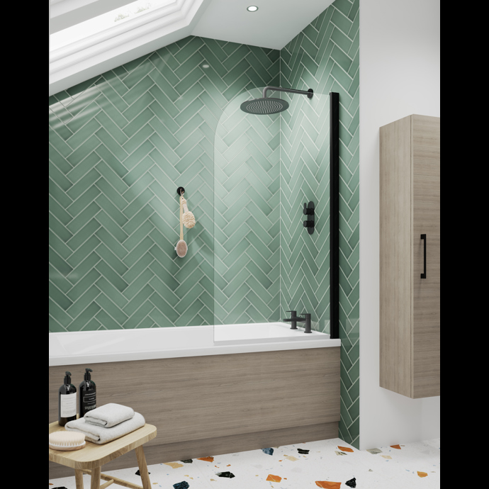 Nuie Pacific 6mm Round Bath Screen – Matt Black