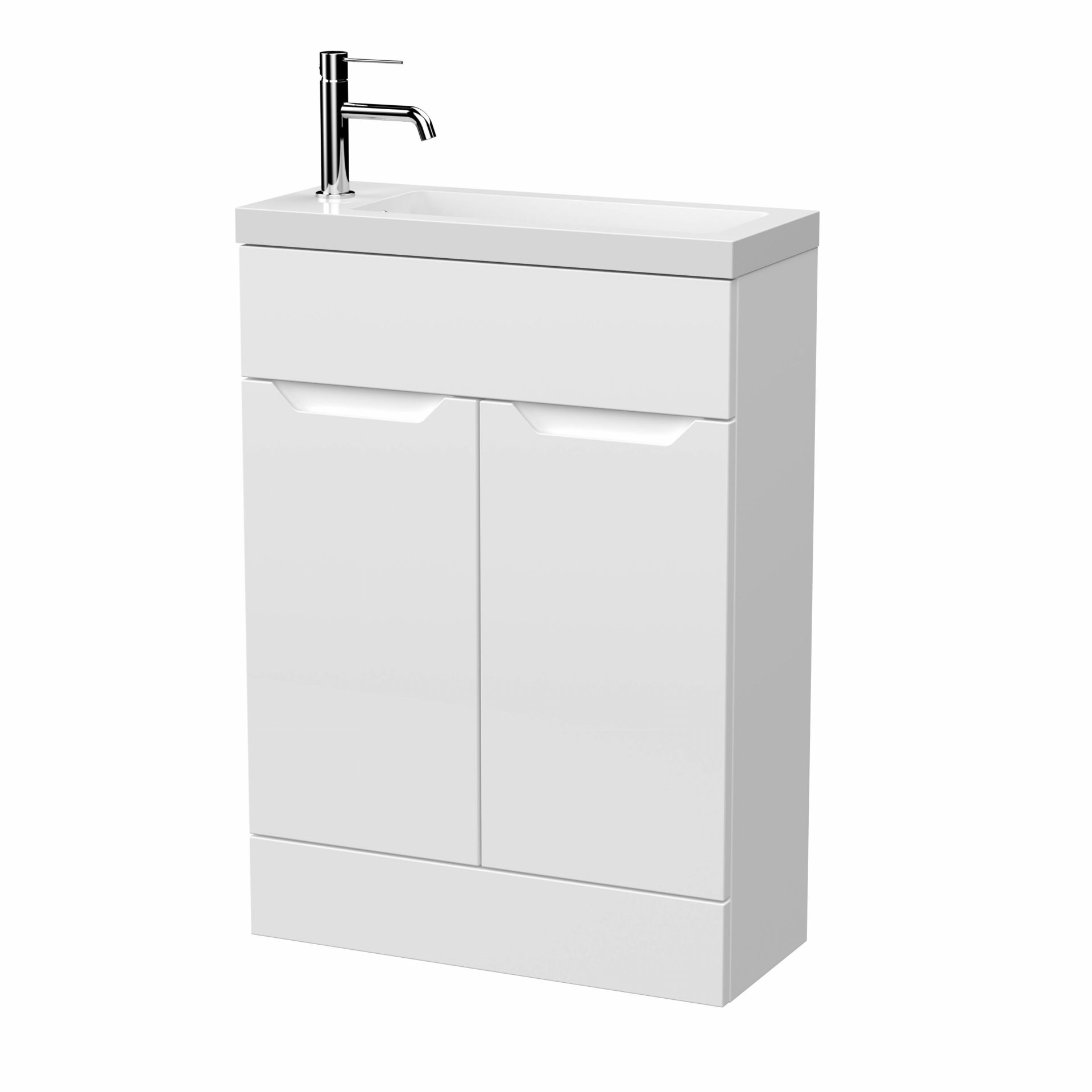 Nuie Lux Loave 600mm 2 Door Slim Floorstanding Unit – Matt White