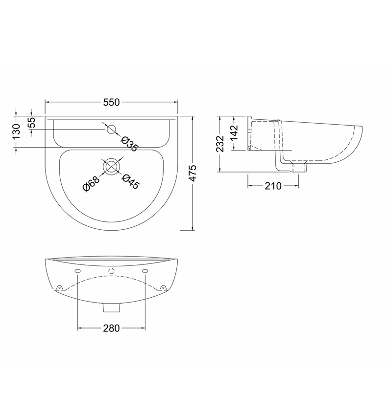 1700 x 700mm Round Single Ended Bath, Pan & Cistern, Basin & Pedestal