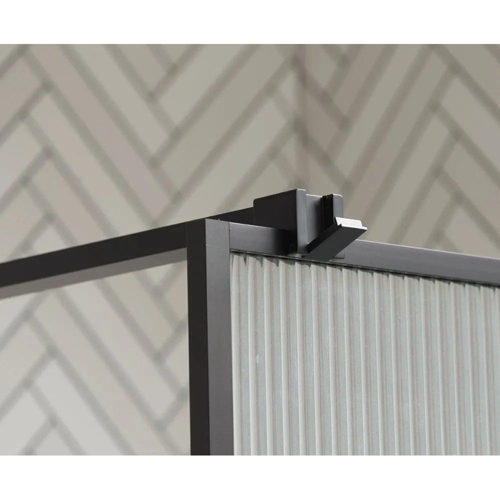 Qualitex Genesis Deluxe Fluted Glass Walk-In Panel – Matt Black