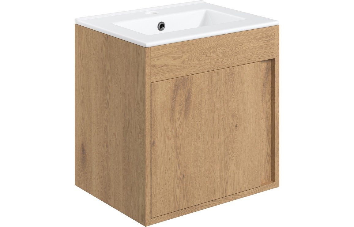 MyBathrooms Volini 510mm 1 Door Wall Hung Unit & Basin – Seville Oak