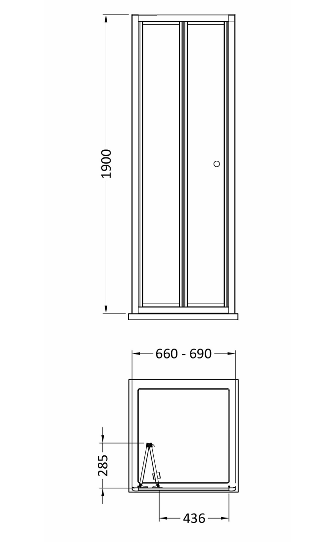 700 x 700mm Brushed Brass Bi-fold Door Shower Enclosure With White Tray