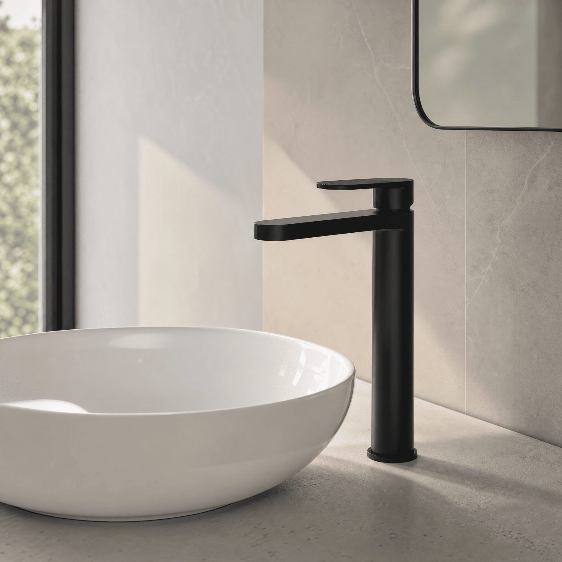 Nuie Cyprus Fluted Tall Mono Basin Mixer – Matt Black