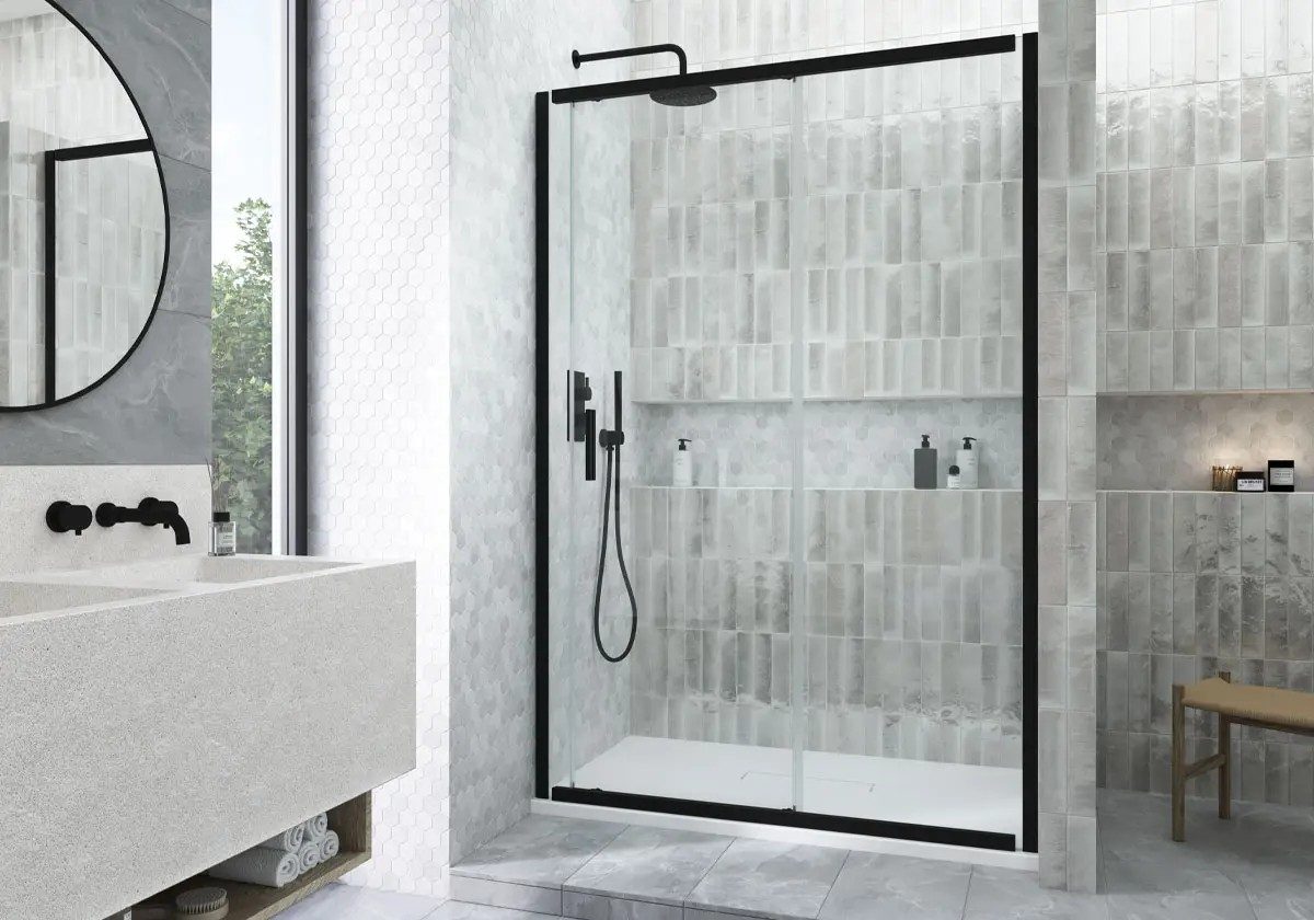 Kudos Siona Sliding Door Shower Enclosure – Matt Black