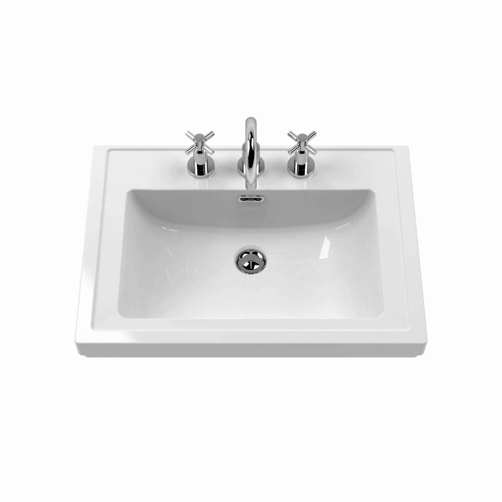 Old London Bexley 600mm 1 Drawer Floor Standing Vanity Unit & Basin – Pure White