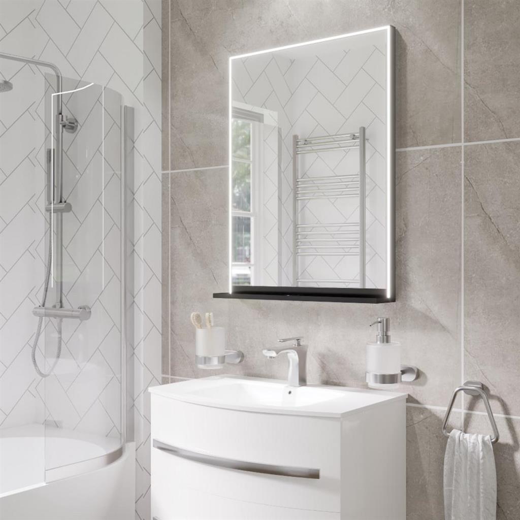 Eastbrook Arconi Framed LED Bathroom Mirror – Matt Black – 800 x 600mm