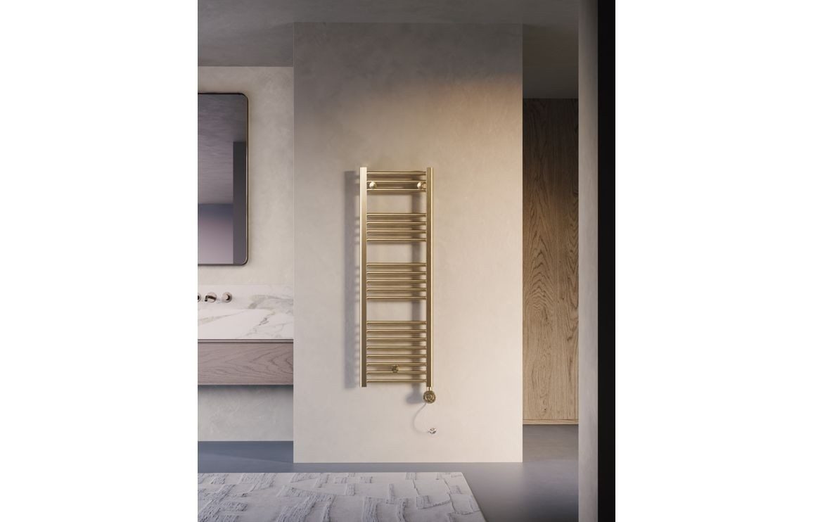 MyBathrooms Aurex Electric Straight Ladder Radiator – Brushed Brass