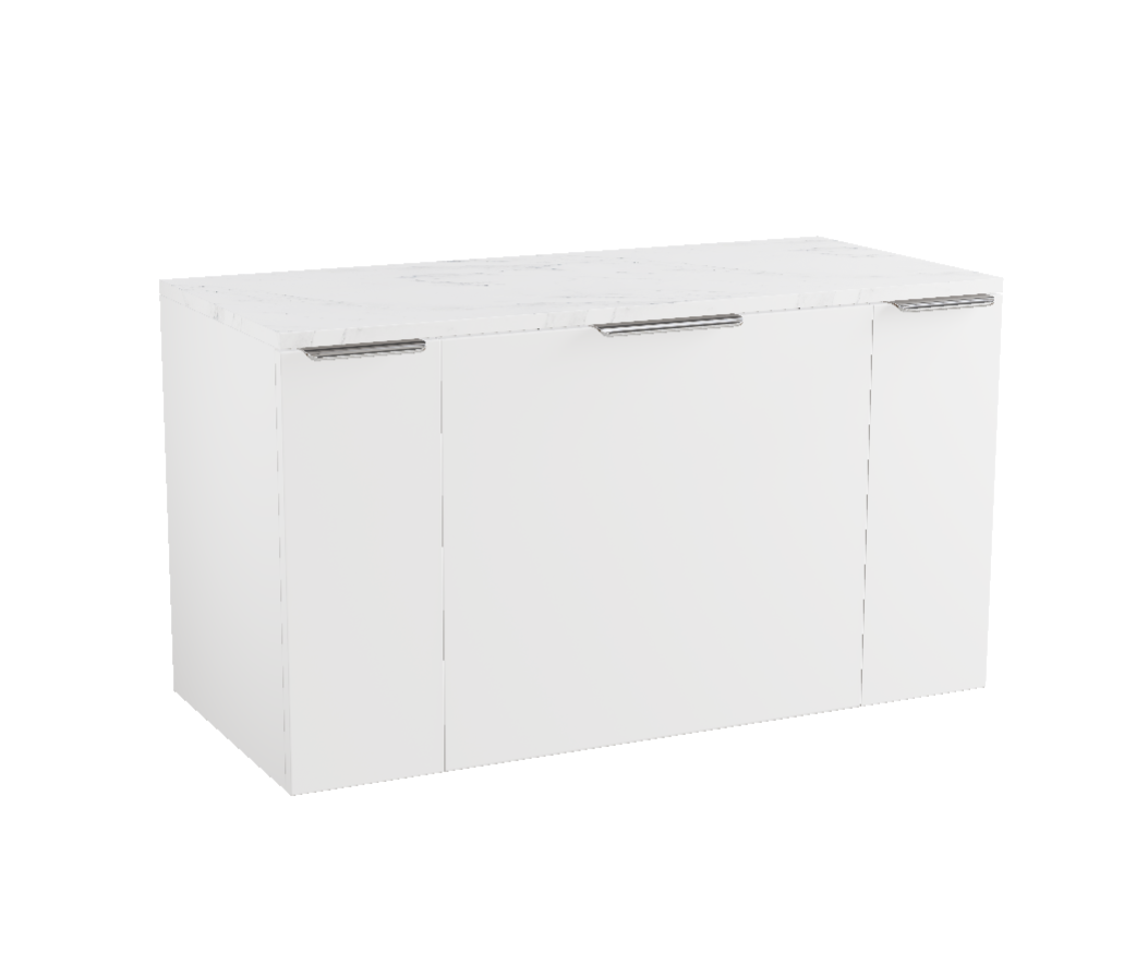 MyLife Keva 200+600+200mm 3 Drawer Wall Mounted Unit & Optional Worktop – White Gloss