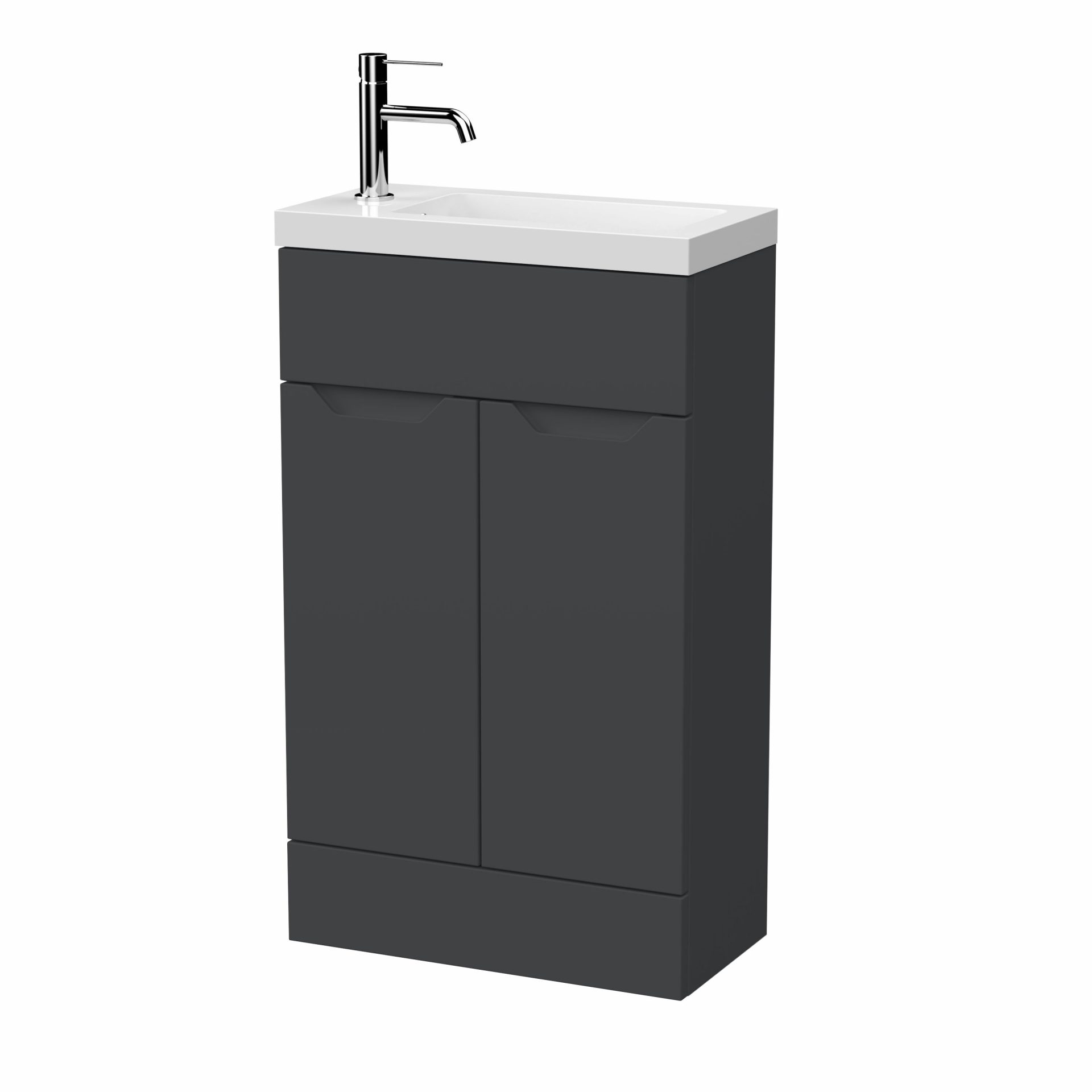 Nuie Lux Loave 500mm 2 Door Slim Floorstanding Unit – Soft Black