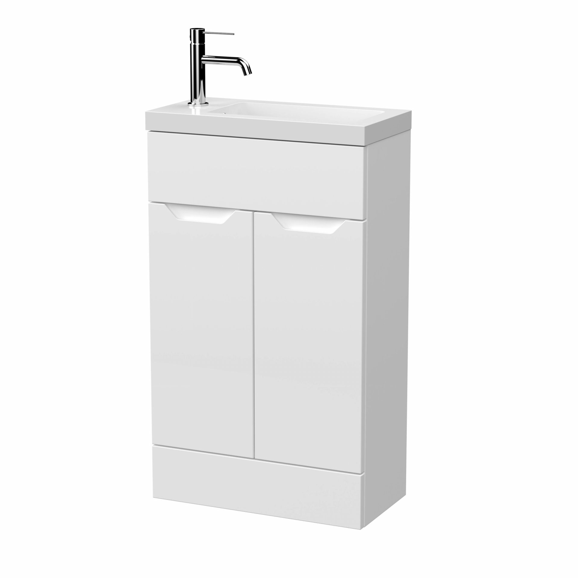 Nuie Lux Loave 500mm 2 Door Slim Floorstanding Unit – Matt White