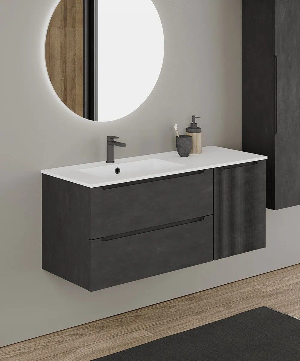 Qualitex Nova 1200mm 2 Drawer 1 Door Wall Hung Unit & Basin – All Colours