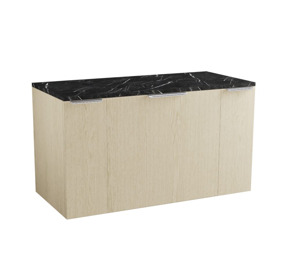 MyLife Keva 200+600+200mm 3 Drawer Wall Mounted Unit & Optional Worktop – Light Oak