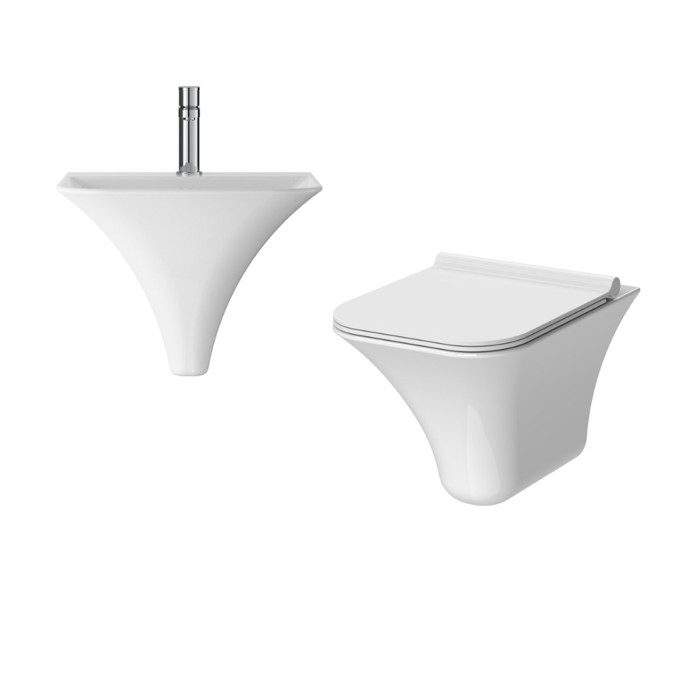 Nuie Lux Embleton Wall Hung Rimless Pan & Basin Pack
