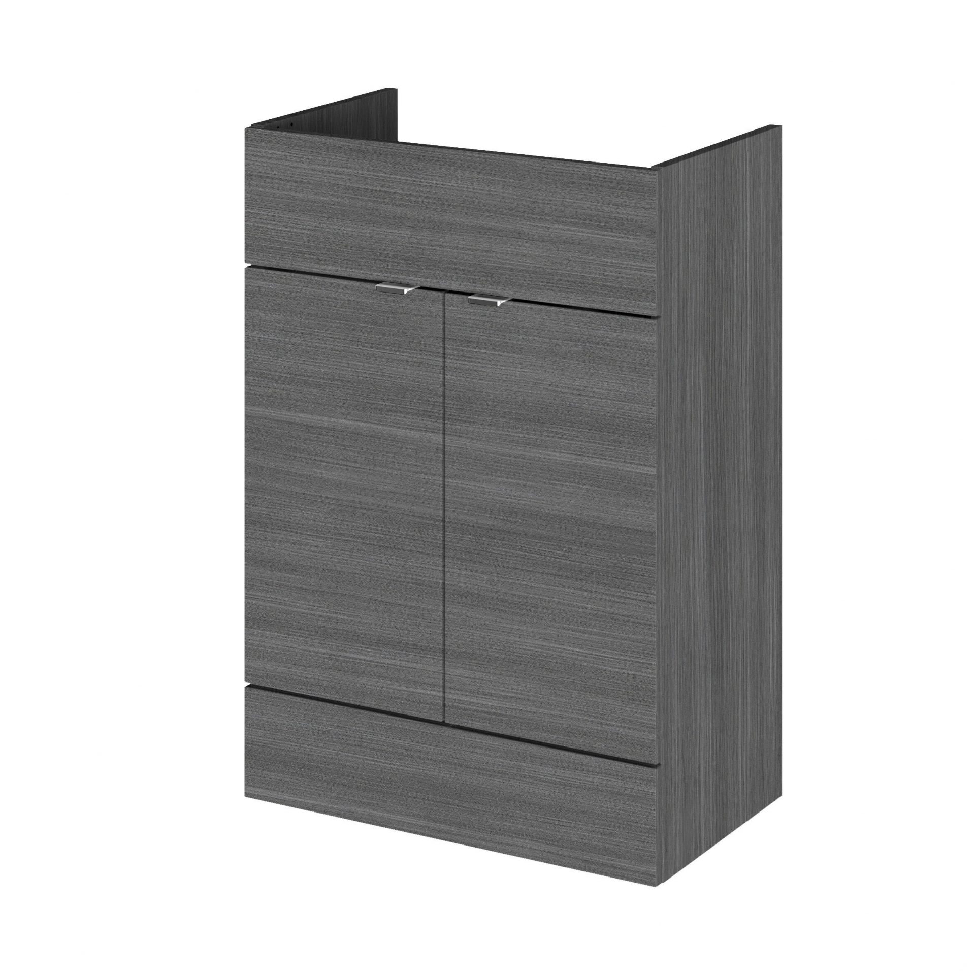 Hudson Reed Fusion Full Depth 600mm 2 Door Floor Standing Vanity Unit – Anthracite Woodgrain