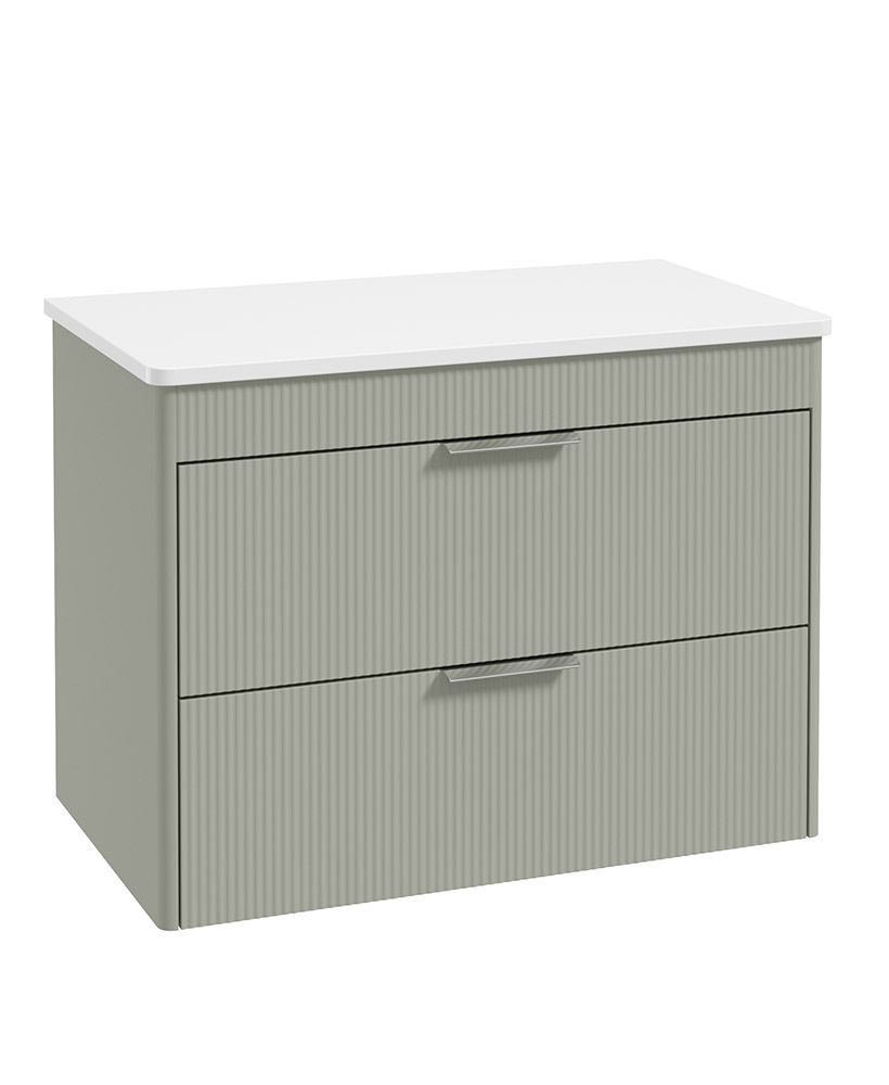 Sonas Reed 800mm 2 Drawer Countertop Wall Hung Unit with Optional Basin – Matt Lakeside Sage