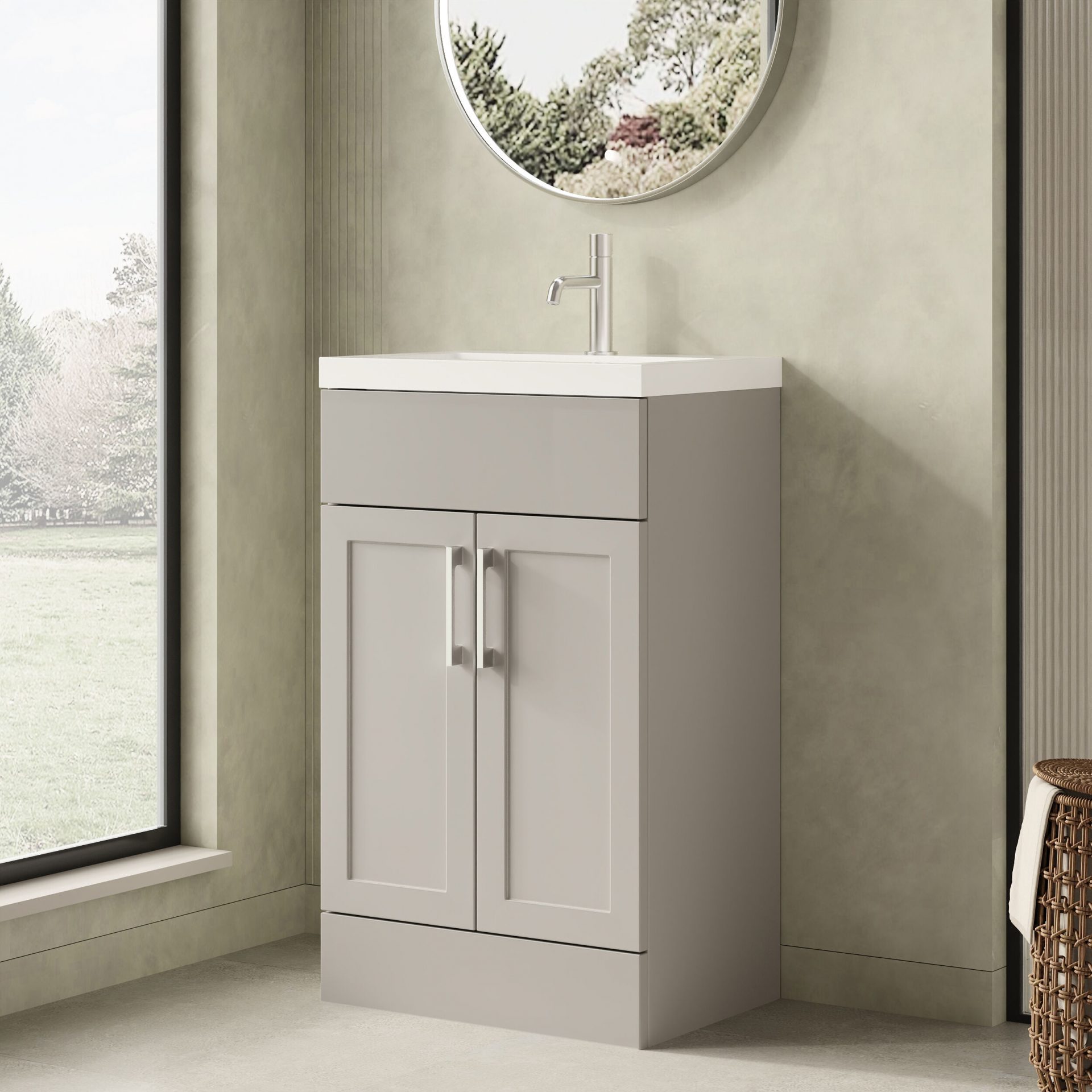 Nuie Lux Fable 500mm 2 Door Standard Floorstanding Unit – Pebble Grey