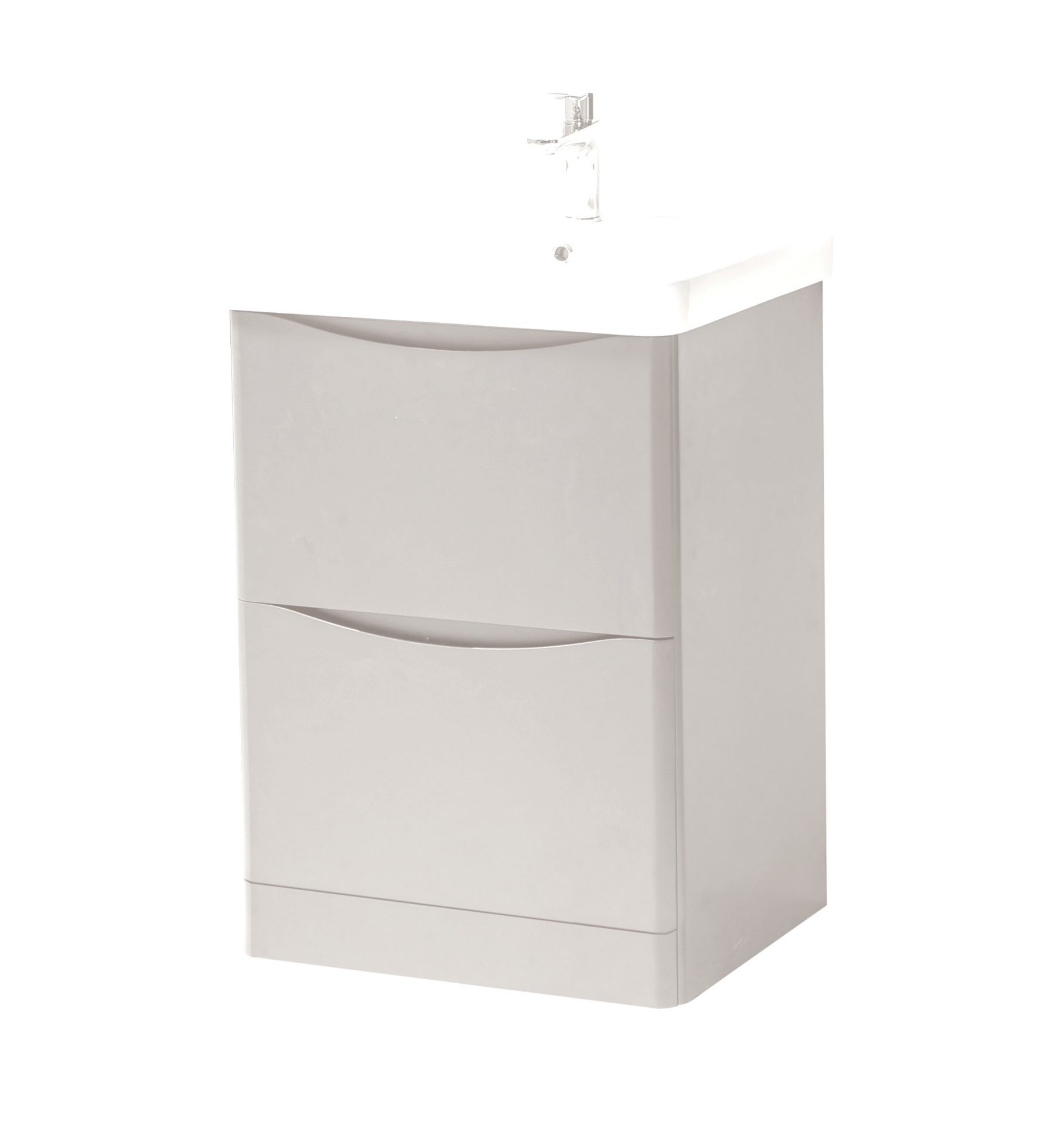 Arc 600mm 2 Drawer Floorstanding Unit & Ceramic Basin – Cashmere