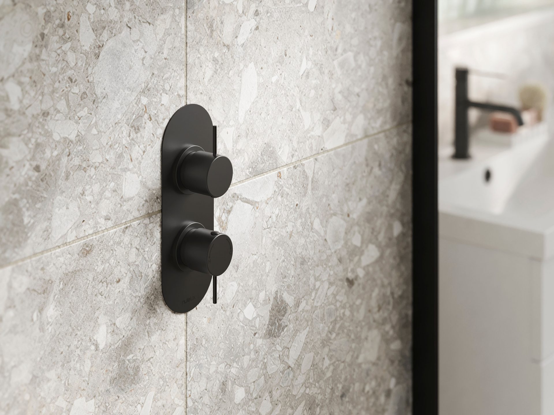 Nuie Lux Riven Single Outlet Thermostatic Shower Valve – Matt Black