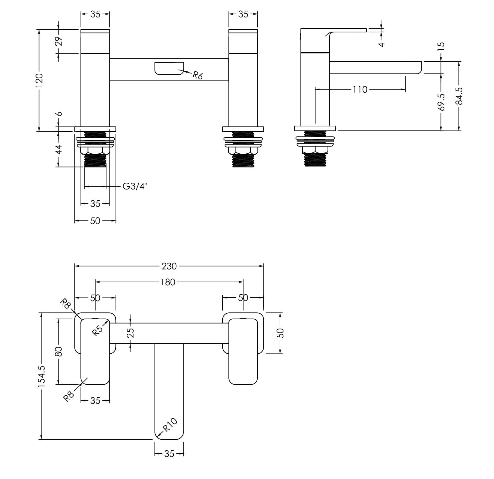 Nuie Windon Deck Mounted Bath Filler – Brushed Pewter
